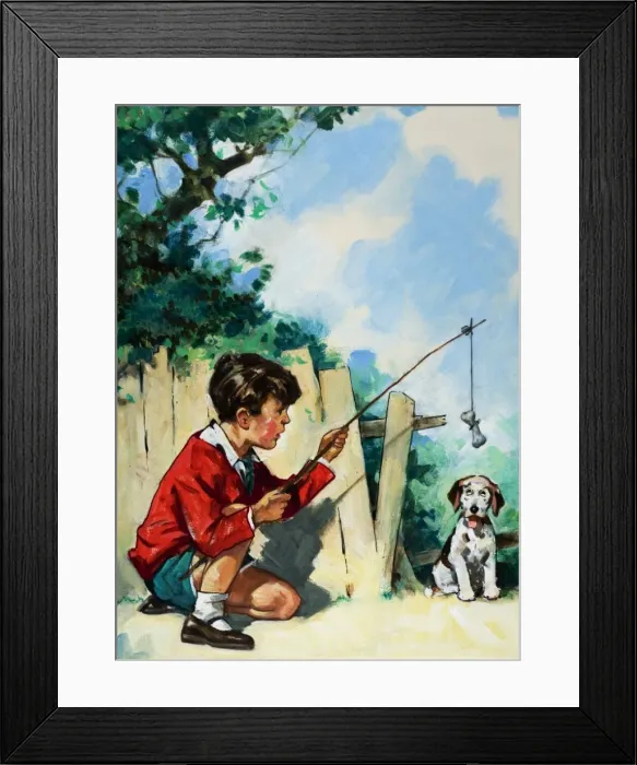 Framed Print : Tempting a dog Framed Print : Tempting a dog