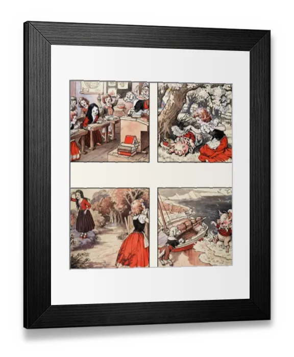 Framed Print : Pig and Lamb go Sailing Framed Print : Pig and Lamb go Sailing