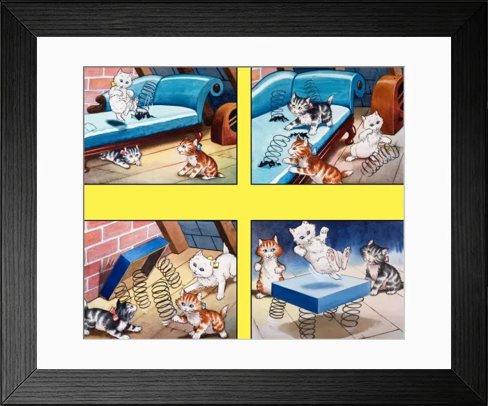 Framed Print : The Kittens Trampoline Framed Print : The Kittens Trampoline