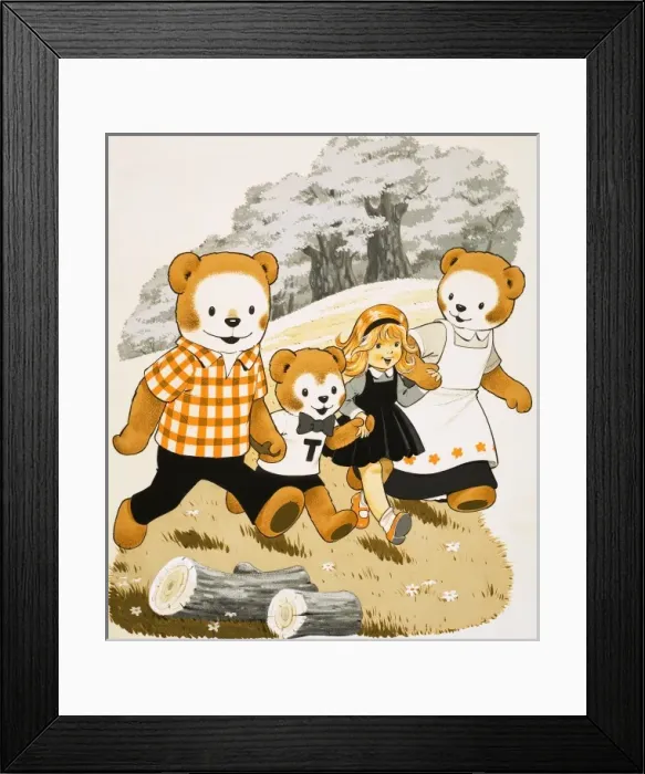 Framed Print : Teddy bears with young girl Framed Print : Teddy bears with young girl