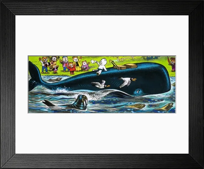 Framed Print : Teddy Bear on the back of a whale Framed Print : Teddy Bear on the back of a whale