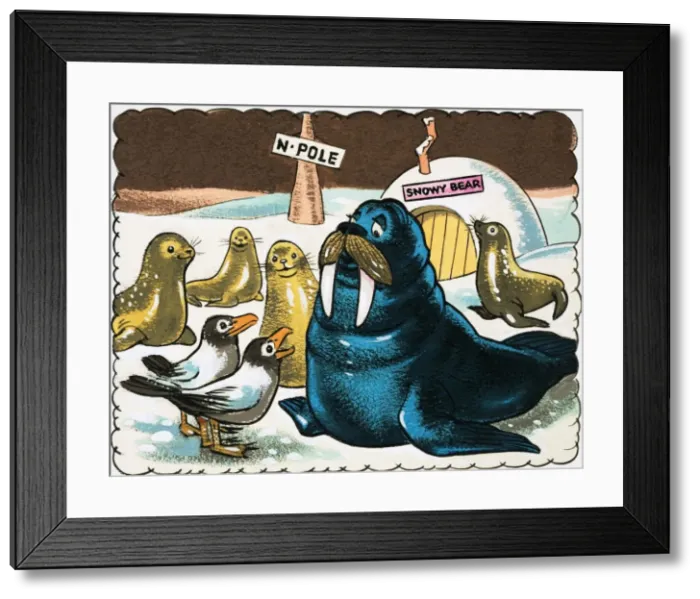 Framed Print : Walrus and gulls at the North Pole Framed Print : Walrus and gulls at the North Pole