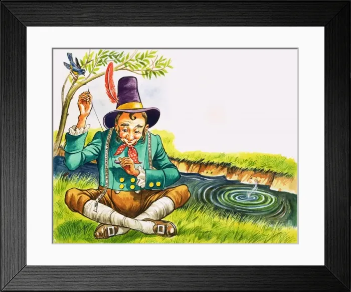 Framed Print : Tailor sewing by a stream Framed Print : Tailor sewing by a stream