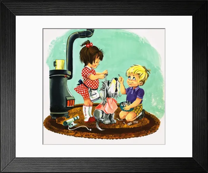 Framed Print : Dog being washed Framed Print : Dog being washed