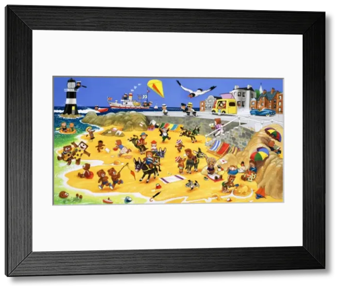 Framed Print : Teddy bears on the beach Framed Print : Teddy bears on the beach