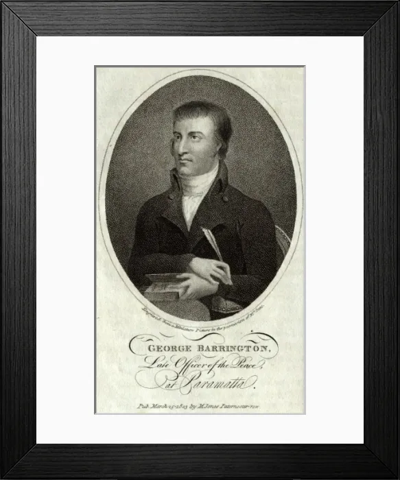 Framed Print : George Barrington, holding a quill pen Framed Print : George Barrington, holding a quill pen