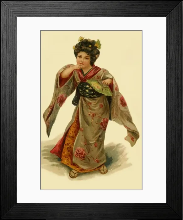 Framed Print : Geisha with fan Framed Print : Geisha with fan