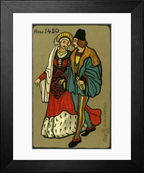 Framed Print : Medaeval costume from 1450 Framed Print : Medaeval costume from 1450