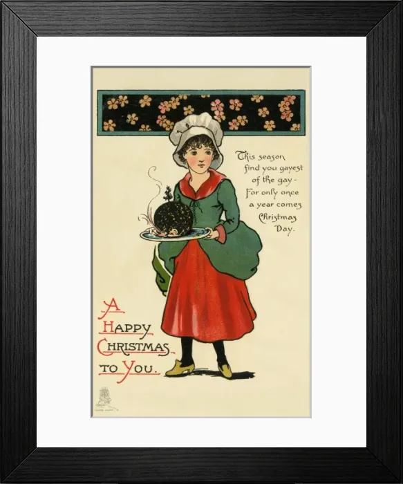Framed Print : Girl with Christmas pudding Framed Print : Girl with Christmas pudding