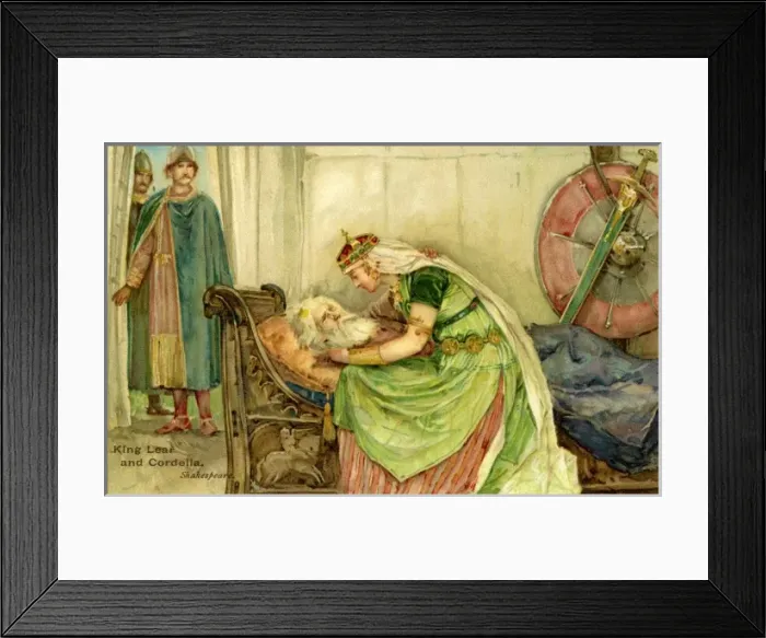 Framed Print : King Lear. A scene from King Lear by Shakespeare, depicting King Lear and Cordelia Date Framed Print : King Lear. A scene from King Lear by Shakespeare, depicting King Lear and Cordelia Date