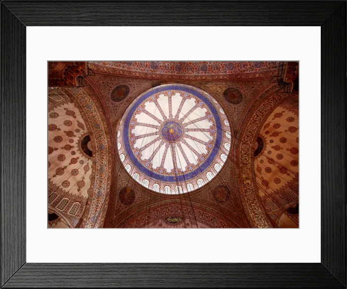 Framed Print : The ceiling rose of the Sultan Ahmed Mosque in Istanbul, Turk Framed Print : The ceiling rose of the Sultan Ahmed Mosque in Istanbul, Turk