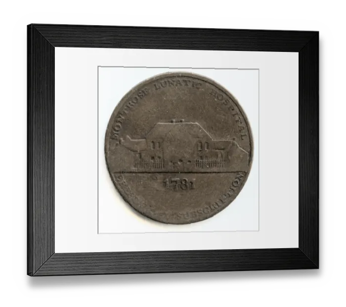 Framed Print : Montrose Asylum Halfpenny Token Framed Print : Montrose Asylum Halfpenny Token