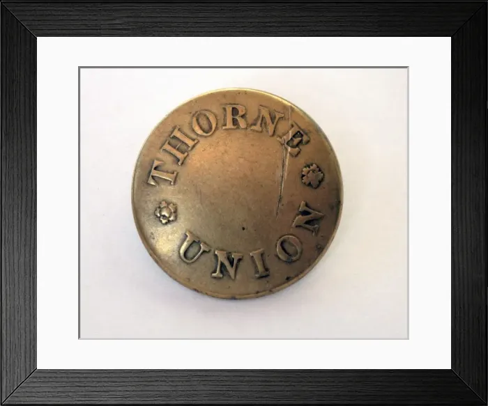 Framed Print : Brass Button from Thorne Union Workhouse, London Framed Print : Brass Button from Thorne Union Workhouse, London