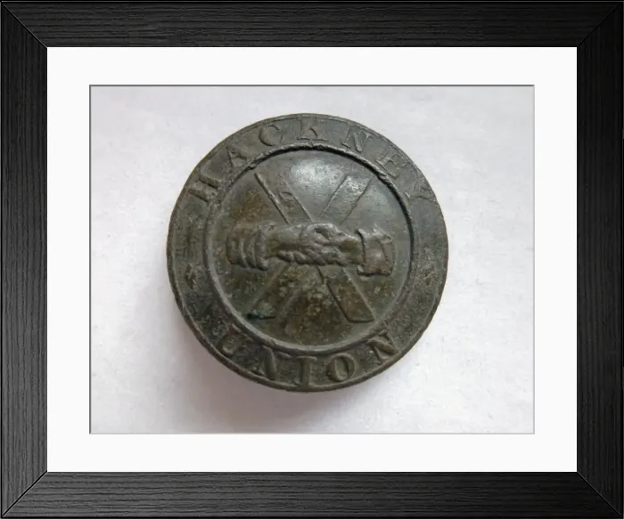 Framed Print : Button from Hackney Union Workhouse, London Framed Print : Button from Hackney Union Workhouse, London