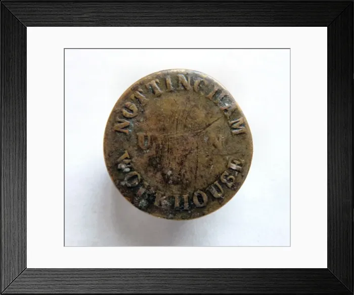 Framed Print : Button from Nottingham Union Workhouse