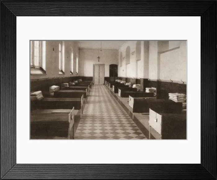 Framed Print : Dormitory at House of Refuge, Wortel, Belgium Framed Print : Dormitory at House of Refuge, Wortel, Belgium