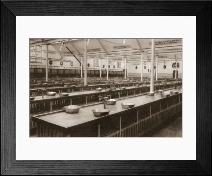 Framed Print : Washroom at Merxplas Labour Colony, Belgium