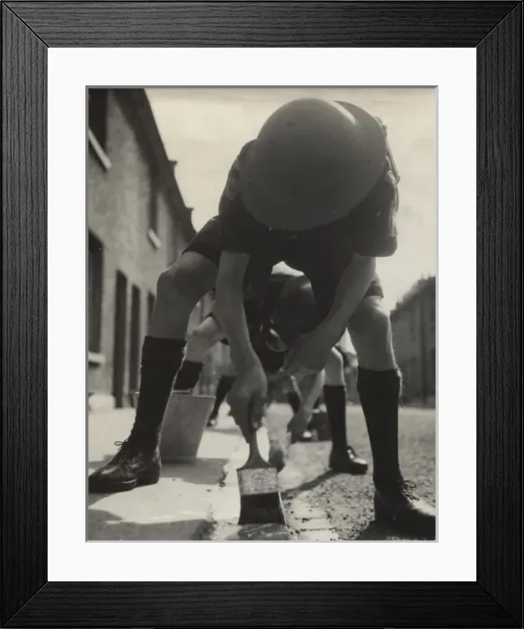 Framed Print : Scouts painting kerbs white in wartime Framed Print : Scouts painting kerbs white in wartime