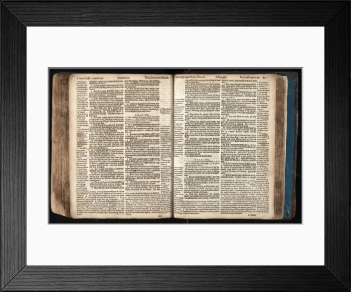 Framed Print : Opening from the Geneva Bible showing chapters 11-13 of Framed Print : Opening from the Geneva Bible showing chapters 11-13 of