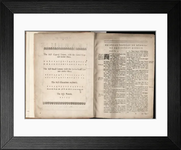 Framed Print : Title page verso, including guide to characters, and first p Framed Print : Title page verso, including guide to characters, and first p