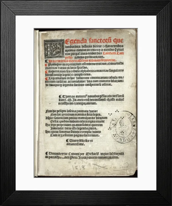 Framed Print : Title page of the 1518 edition of the Golden legend Framed Print : Title page of the 1518 edition of the Golden legend
