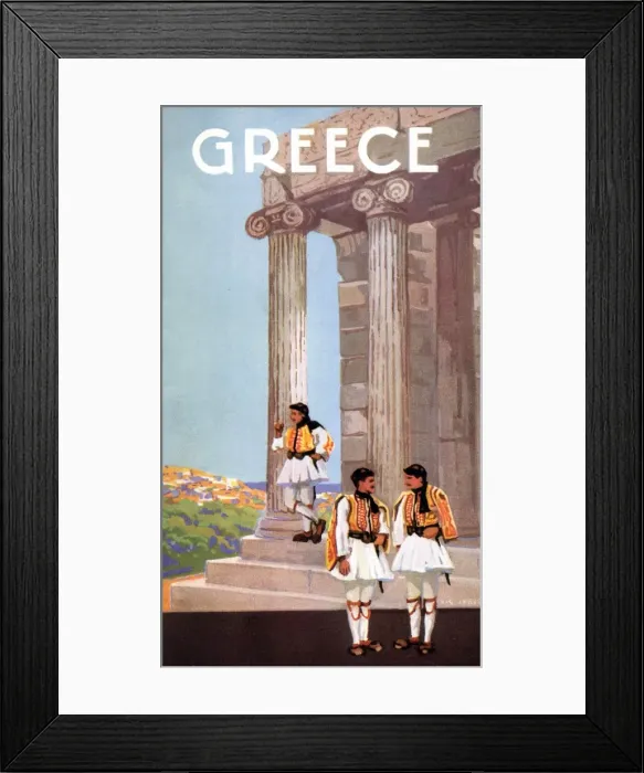 Framed Print : Greece. Thomas Cook Brochure Cover - Greece. Date: 1937 Framed Print : Greece. Thomas Cook Brochure Cover - Greece. Date: 1937