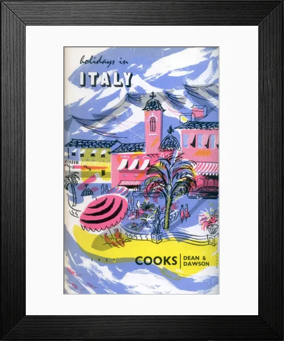 Framed Print : Italy. Thomas Cook Brochure Cover - Italy.. 1957 Framed Print : Italy. Thomas Cook Brochure Cover - Italy.. 1957