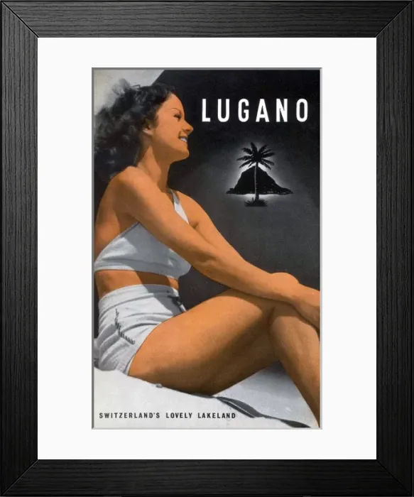 Framed Print : Lugano. Thomas Cook Brochure Cover - Lugano.. 1938 Framed Print : Lugano. Thomas Cook Brochure Cover - Lugano.. 1938
