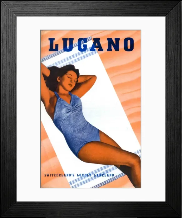 Framed Print : Lugano. Thomas Cook Brochure Cover - Lugano. Date: 1939