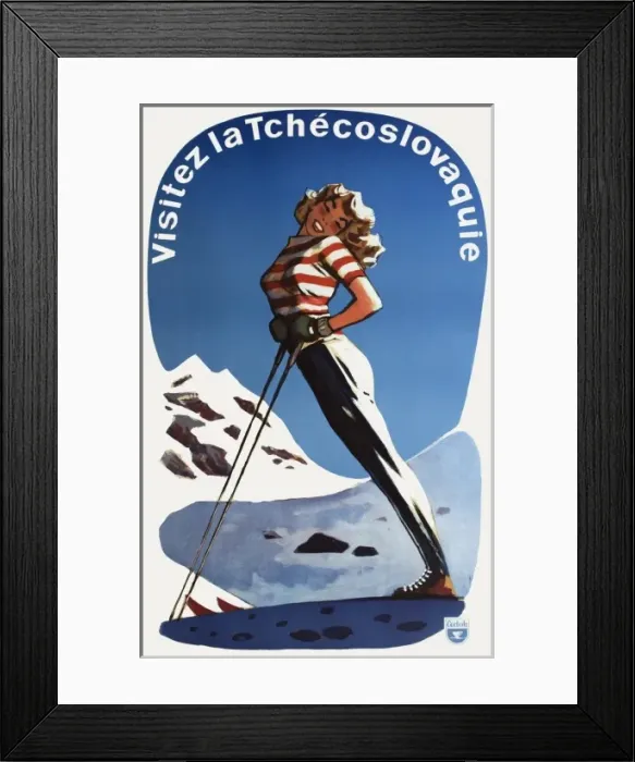 Framed Print : Female Skier - Czechoslovakia Framed Print : Female Skier - Czechoslovakia