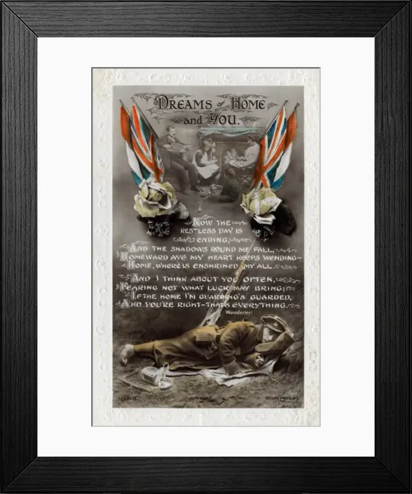 Framed Print : Romantic Postcard. Trenches, WW1 Framed Print : Romantic Postcard. Trenches, WW1