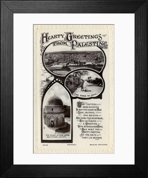 Framed Print : Romantic Postcard. Palestine Framed Print : Romantic Postcard. Palestine