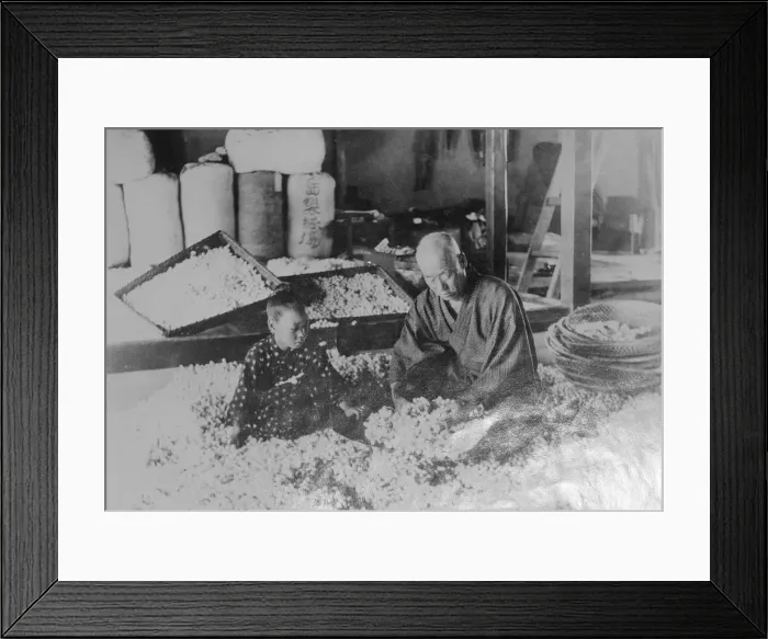 Framed Print : Japanese Silk Factory