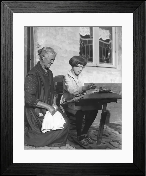 Framed Print : Old & Young Lacemakers Framed Print : Old & Young Lacemakers