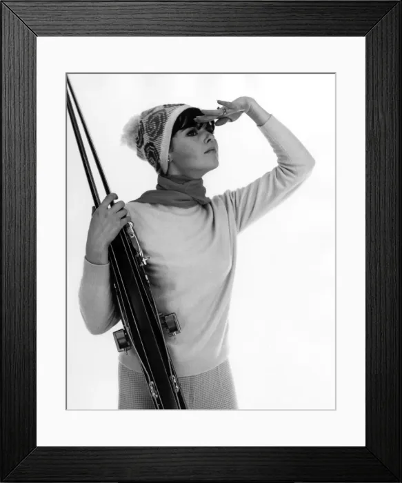 Framed Print : Model with Skis Framed Print : Model with Skis
