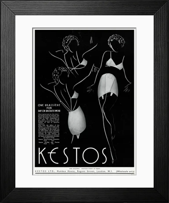 Framed Print : Advert for Kestos lingerie 1936 Framed Print : Advert for Kestos lingerie 1936