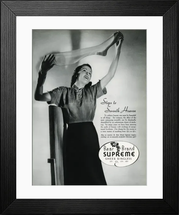 Framed Print : Advert for Stockings by Bear Brand 1937 Framed Print : Advert for Stockings by Bear Brand 1937