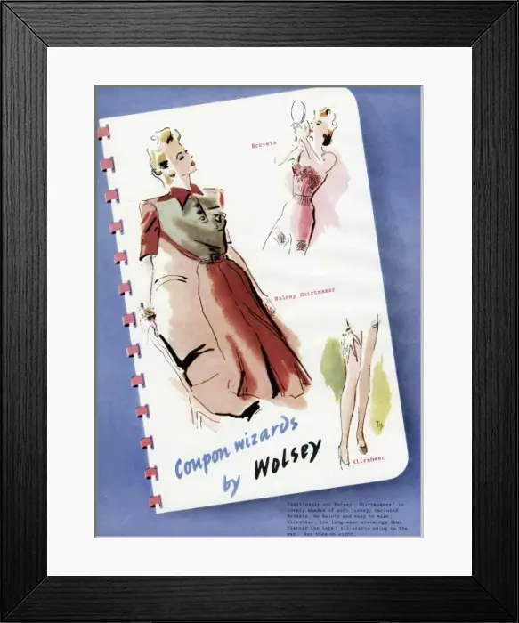 Framed Print : Advert for Wolsey womens clothing 1942 Framed Print : Advert for Wolsey womens clothing 1942
