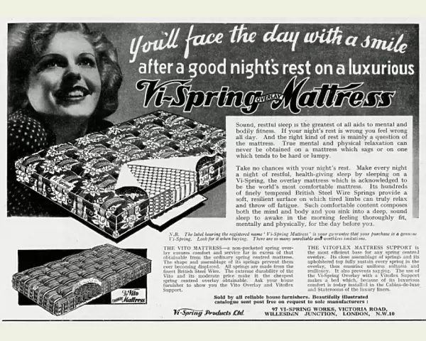 Advert for Vi-spring Mattress 1938