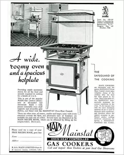 Advert for Main Mainstat gas cookers 1938