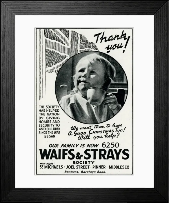 Framed Print : Advert for help of homeless children 1941 Framed Print : Advert for help of homeless children 1941