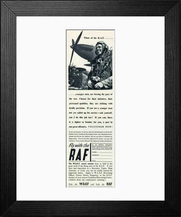 Framed Print : Advert for the recruitment of men for the RAF 1941 Framed Print : Advert for the recruitment of men for the RAF 1941