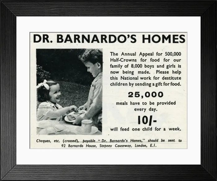 Framed Print : Advert for Dr. Barnardos homes 1944 Framed Print : Advert for Dr. Barnardos homes 1944