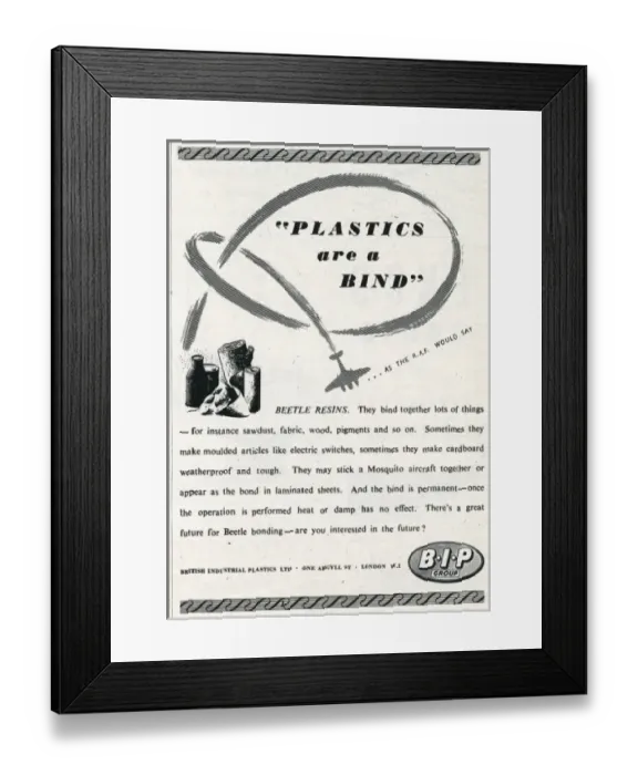 Framed Print : Advert for British Industrial Plastic Limited 1944 Framed Print : Advert for British Industrial Plastic Limited 1944