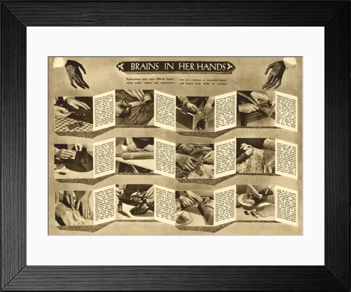 Framed Print : Mending household items 1943 Framed Print : Mending household items 1943