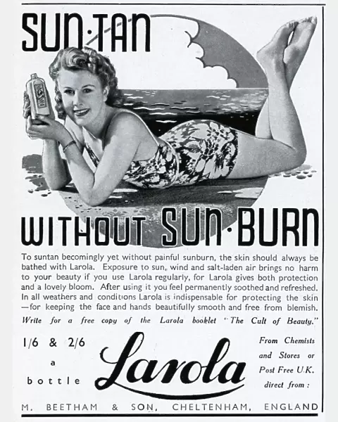Advert for Beetham Larola suntan lotion 1940