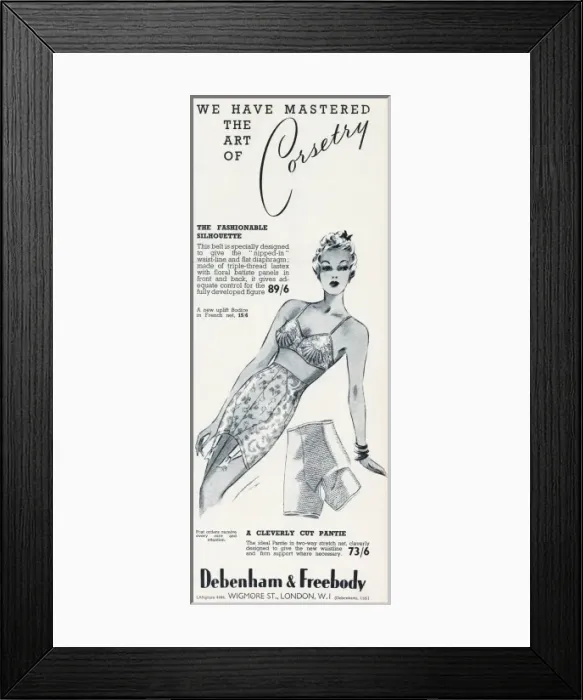 Framed Print : Advert for Debenham & Freebody womens lingerie 1940 Framed Print : Advert for Debenham & Freebody womens lingerie 1940