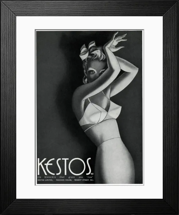 Framed Print : Advert for Kestos lingerie 1940