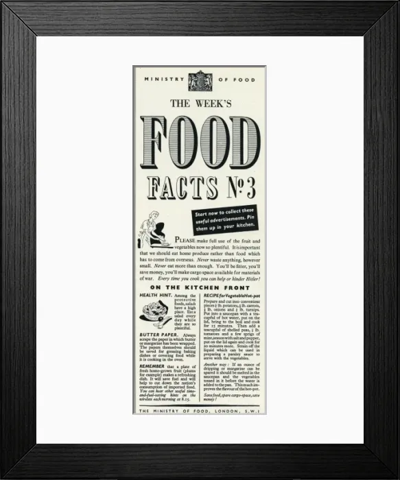 Framed Print : Advert for the Ministry of Food 1940 Framed Print : Advert for the Ministry of Food 1940