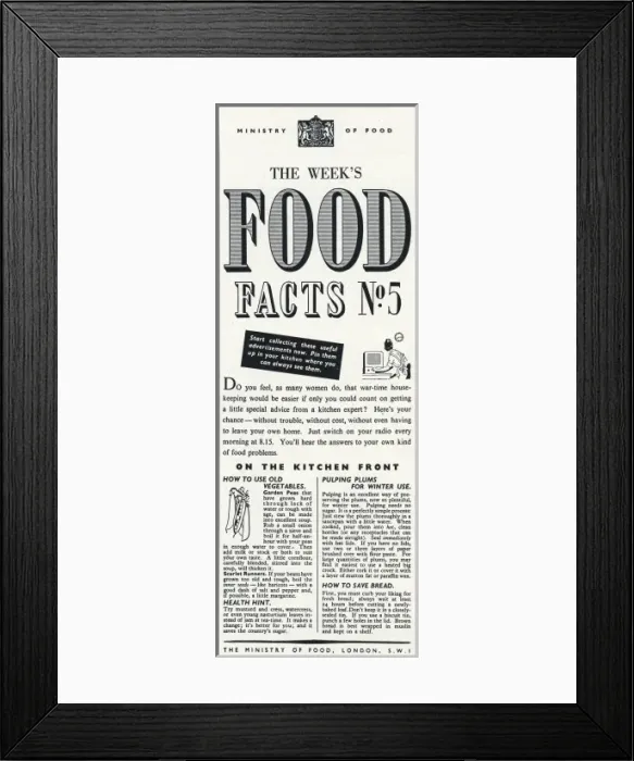 Framed Print : Advert for the Ministry of Food 1940 Framed Print : Advert for the Ministry of Food 1940